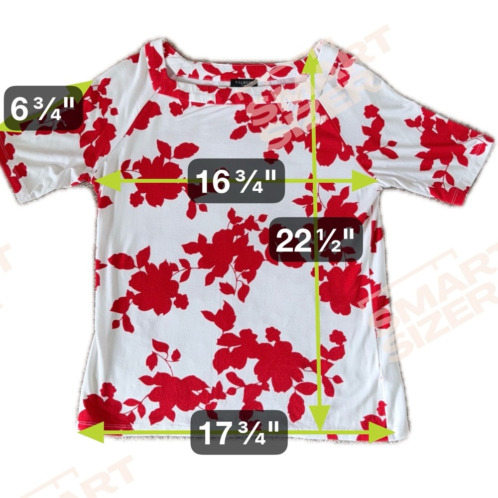 Talbots Womens Red White Floral‎ Top Short Sleeve Rayon Tunic Blouse Sz-Small/P - Picture 14 of 14